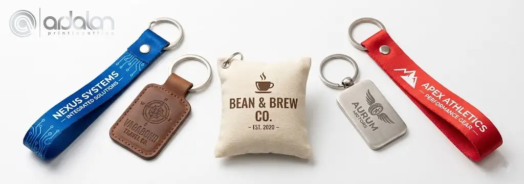 Printing on leather and fabric key chains