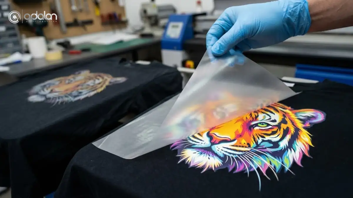 مقایسه تصویری نتیجه چاپ سابلیمیشن و چاپ دیجیتال DTF روی تیشرت مشکی پنبه ای